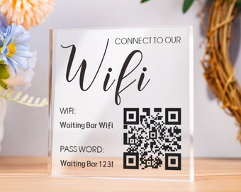 Wi-Fiアクリルブロック、ビジネスWi-Fiサイン、Wi-Fi QRコードサイン、Wi-Fiパスワードサイン、家庭用スキャン可能QRコード、公衆Wi-Fi、ゲストWi-Fiパスワード