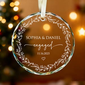 Personalized Engaged Ornament 2025,Wedding Keepsake Ornament,Engagement Ornament with Names & Date,Engaged Gift,Newlywed Gift For Couple