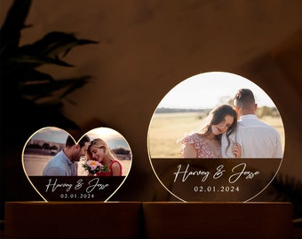 Personalisiertes Foto-Nachtlicht für Paare, Namensnachtlicht, Verlobungsgeschenk, Jubiläumsgeschenk, Hochzeitsgeschenk, erstes Date, Geschenk für Brautpaare