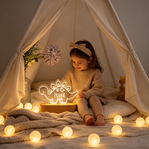Veilleuse dinosaure,Nom personnalisé,Veilleuse mignonne,Cadeau de premier anniversaire pour bébé,Décor pour chambre de bébé,Cadeau de shower de nouveau-né,Cadeau de 1er Noël