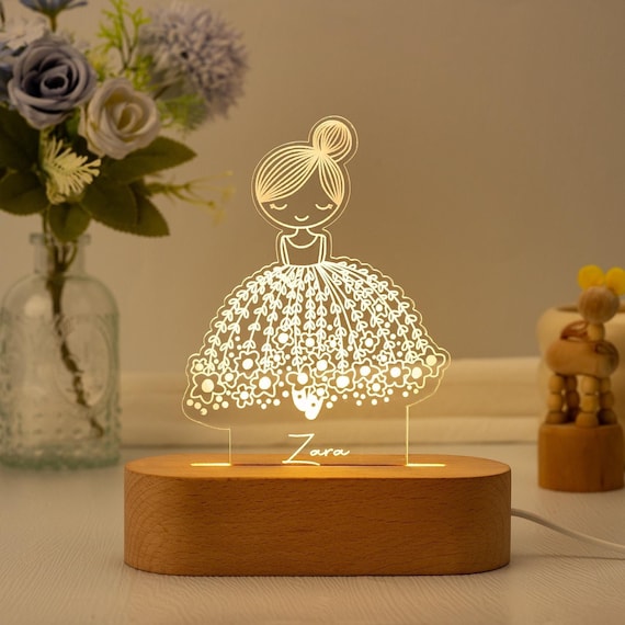 Personalized Ballerina Girl with Name,Custom Night Light with Name,Nursery Room Lamp,Christening Gift,Ballet Gift,Birthday Gift for Her