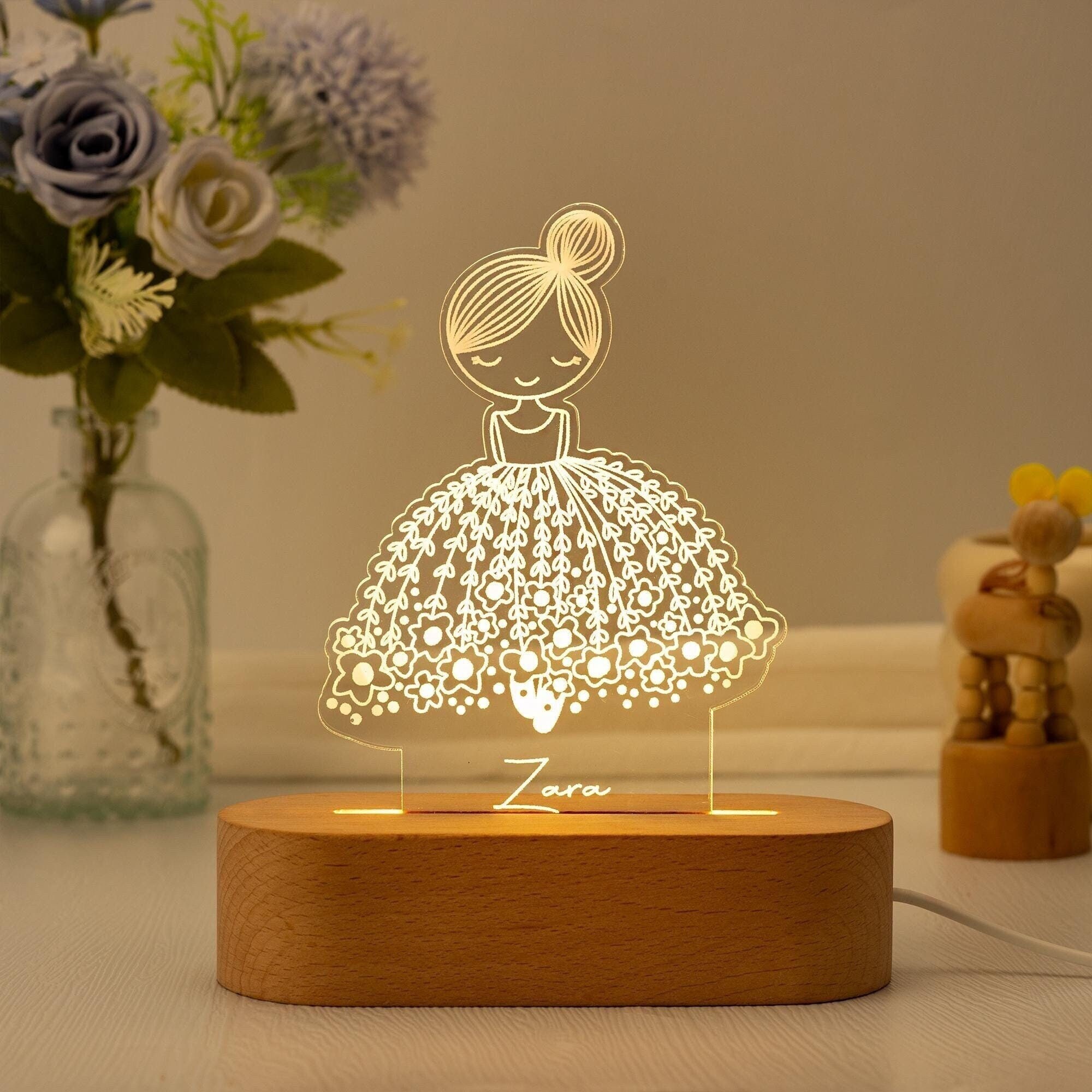 Personalized Ballerina Girl with Name,Custom Night Light with Name,Nursery Room Lamp,Christening Gift,Ballet Gift,Birthday Gift for Her