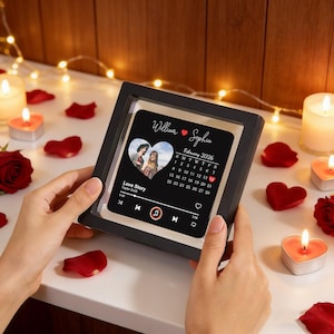 Imán musical personalizado para nevera, regalo de San Valentín para ella, reproduce una canción personalizada, regalo para él, pareja, imán musical con foto personalizado. imagen 4