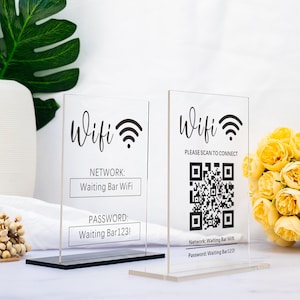 Custom Wifi Sign, Wifi QR Code Sign, Wifi Sign With Network and ...