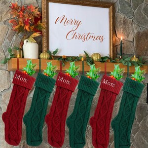 Knitted Christmas Stockings, Personalized Knit Stockings ,Embroidered Christmas Stocking,Custom Stockings,Personalized Family Stockings Set image 4