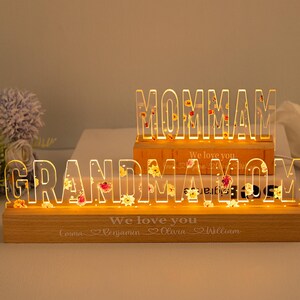 Presente personalizado de luz noturna de flores para bebê, presente de florista, luz noturna com nome personalizado, presente de aniversário personalizado para ela, presente para sobrinha