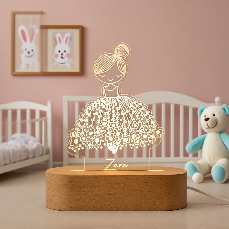 Personalized Ballerina Girl with Name,Custom Night Light with Name,Nursery Room Lamp,Christening Gift,Ballet Gift,Birthday Gift for Her