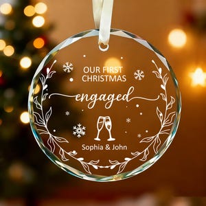 Our First Christmas Engaged Ornament 2025,Personalized Glass Engagement Ornament,Newly Engaged Couple Christmas Keepsake,Couples Ornament