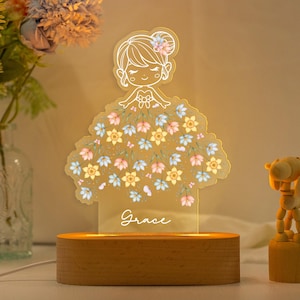 Custom Name Ballerina Night Light Gift for Girls,Fairy Night Light,Birthday Gift for Daughter,Girly Bedroom Decor,Christmas Gift Table Lamp