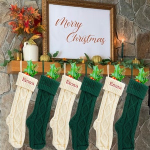 Personalized Knitted Christmas Stockings,Embroidered Christmas Stocking,Custom Family Names Christmas Stockings,Holiday Stockings, Xmas Gift image 3