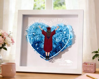 Personalized Congrats Graduation Flower Shadow Box,Graduation Gift,Custom Roses Shadowbox with Names,Graduation Keepsake,Class Of 2026
