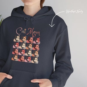 Cat Mom Hoodie: Tabby & Ginger Cat Design, Cozy Sweatshirt