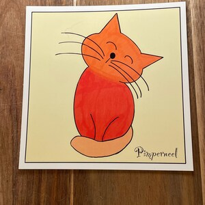 Biglietto di auguri con la gatta Primula Rossa.