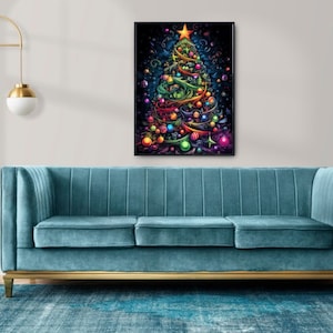 Bright and Colorful X-mas Tree wall art |Vivid X-mas Trees |Rainbow Reflections |Festive Fancies |Glittering Glam |Kaleidoscope of Christmas