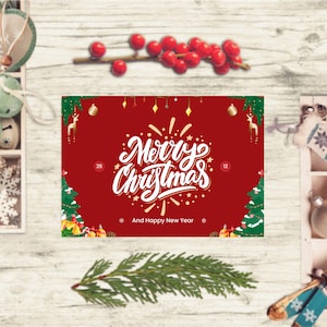 Gradient Red Christmas Card | Elegant Red & Gold Foil card | Gold foil Christmas Card | Unique Red Christmas Card | Luxurious Gradient Card