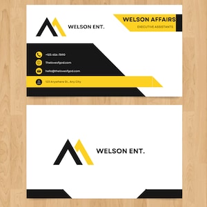 Black and Yellow Geometric Business Card | Modern Black and Yellow Card | Corporate Black and Yellow Business Card | Creative Business Card