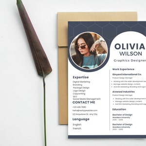 Editable Graphics Designer Resume Template with photo, Canva Editable Professional Resume, Modern CV Template, Clean CV Template