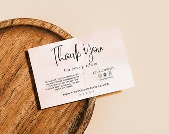 Small Business Editable Thank You Card Template Canva, Printable Thank You Card, Minimalist Printable Thank You Package Insert Template