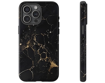 Black Luxury Marble Glitter Minimalist Tough Phone Cases For iPhone 15 14 13 12 11, Modern Phone Cases, Statement Phone Cases