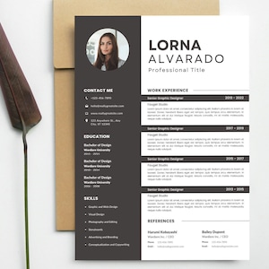 Canva Resume Template with photo, Canva Editable Professional Resume, Modern CV Template, Clean CV Template with Picture