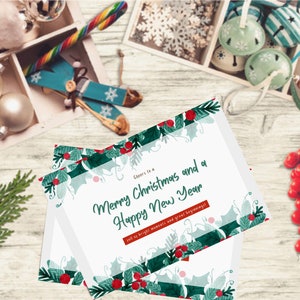 Carte de Noël rouge et verte | Simple carte de joyeux Noël | Carte rouge et verte | Boutique de classiques de Noël | Carte de Noël unique | Carte de voeux