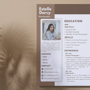 Editable Photographer Resume Template with photo, Canva Editable Professional Resume, Modern CV Template, Clean CV Template