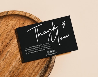 Bewerkbare bedankkaartsjabloon Canva, afdrukbare bedankkaart, minimalistische afdrukbare bedankpakketinvoeging voor eigenaren van kleine bedrijven