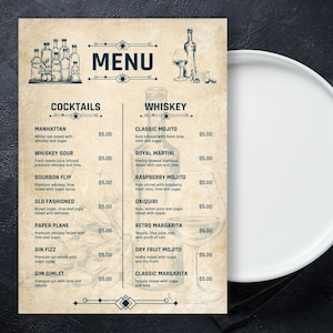 Editable Restaurant Menu Template, Canva Editable Food Menu Template, Customizable Menu Template, Printable Restaurant Food Menu