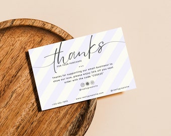 Small Business Editable Thank You Card Template Canva, Printable Thank You Card, Minimalist Printable Thank You Package Insert Template