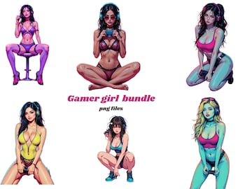 AI gamer Girl Art Bundle – 35+ Waifu PNGs | Cute & Mature Digital Download | Otaku Gift | AI Cosplay Girl Pack |AI gamer  Girl Bundle