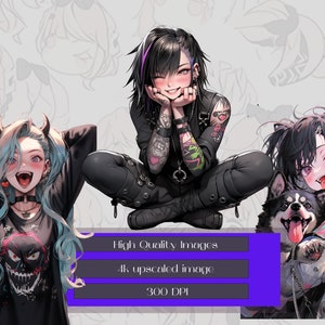 AI Gothic Anime girl clipart
