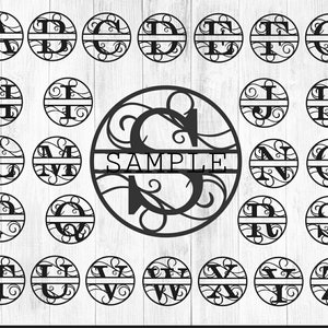 Split Monogram A-Z Download instantâneo, svg, pdf, dxf, laser, arquivo cortado, editável, arte de parede com sobrenome, metal, madeira, fácil de usar, casamento