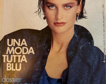 Linea Italiana No. 154 – All Blue Fashion Issue 1984 – Knitwear, Dior Beauty, Accessories Special, Rare Vintage Editorial