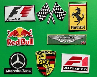 8 Motorsport Patches Set / Formule 1 Rally Racing Motorsport Patch / Naai of opstrijkbare geborduurde patch / Patches voor jeans, hoed, jas