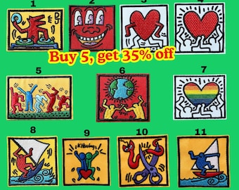 Pop Art Patch – Rainbow Heart DJ Love Embroidered Sew or Iron-On Retro 80s Appliqué