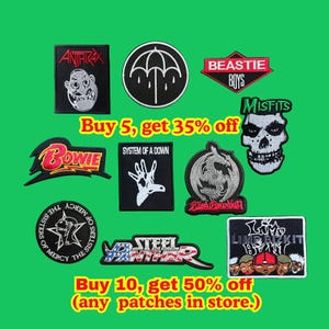 Rock Band Patch – Embroidered Iron-On or Sew-On Badge for Jacket or Vest