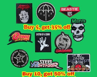 Parche de banda de rock: insignia bordada para planchar o coser en chaqueta o chaleco.