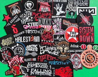 7 Music Patches Random Lot / Music Patches / Sew Or Iron On Rock Heavy Metal Pop Punk Embroidered Patches Set