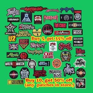 Patch de Música Rock – Emblema Heavy Metal para Costurar ou Aplicar com Ferro em Jaquetas, Bonés e Mochilas