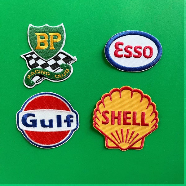 Motorsport Patches Set / Oil Patch , Formula One Rally Racing Motorsport Patch , Sew Or Iron On Embroidered Patch / Gift For Her