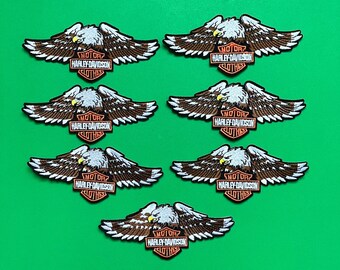 7 Harley-Davidson Motorcycle Patches set / Eagle Logo Patch / Patch For Bikers Jacket / Sew Or Iron On Embroidered Patch / Motorcycle patch