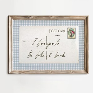 Je t'aime jusqu'à la plage et le dos carte postale d'inspiration vintage, art mural Beachy imprimable