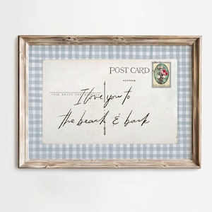 I Love You to the Beach & Back Vintage-inspirierte Postkarte Beachy druckbare Wandkunst