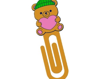 Teddybeer hart bladwijzer STL-bestand, 3D-printerclipmark (digitale download)