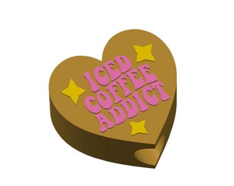 Iced Coffee Addict Herz Strohhalm Topper STL Datei (8.5 mm & 12 mm)