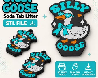 Soda Pop Top Lifter Keychain STL | Silly Goose Can Tab Opener | Silly Goose Keychain | 3MF file | 3D Print File Instant Download