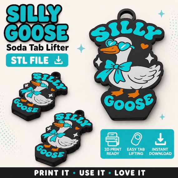 Soda Pop Top Lifter Keychain STL | Silly Goose Can Tab Opener | Silly Goose Keychain | 3MF file | 3D Print File Instant Download