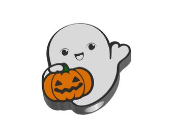 Kawaii Ghost Pumpkin Straw Topper STL File: 3D Print Model