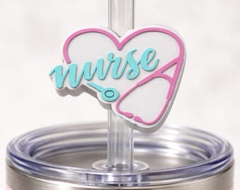 Nurse Heart Stethoscope Straw Topper: 3D Print STL & 3MF Files 2 sizes included