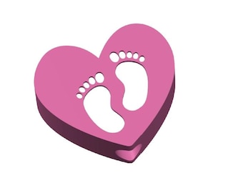 Baby Feet Heart Straw Topper STL File: 3D Print Design (2 Sizes Included)